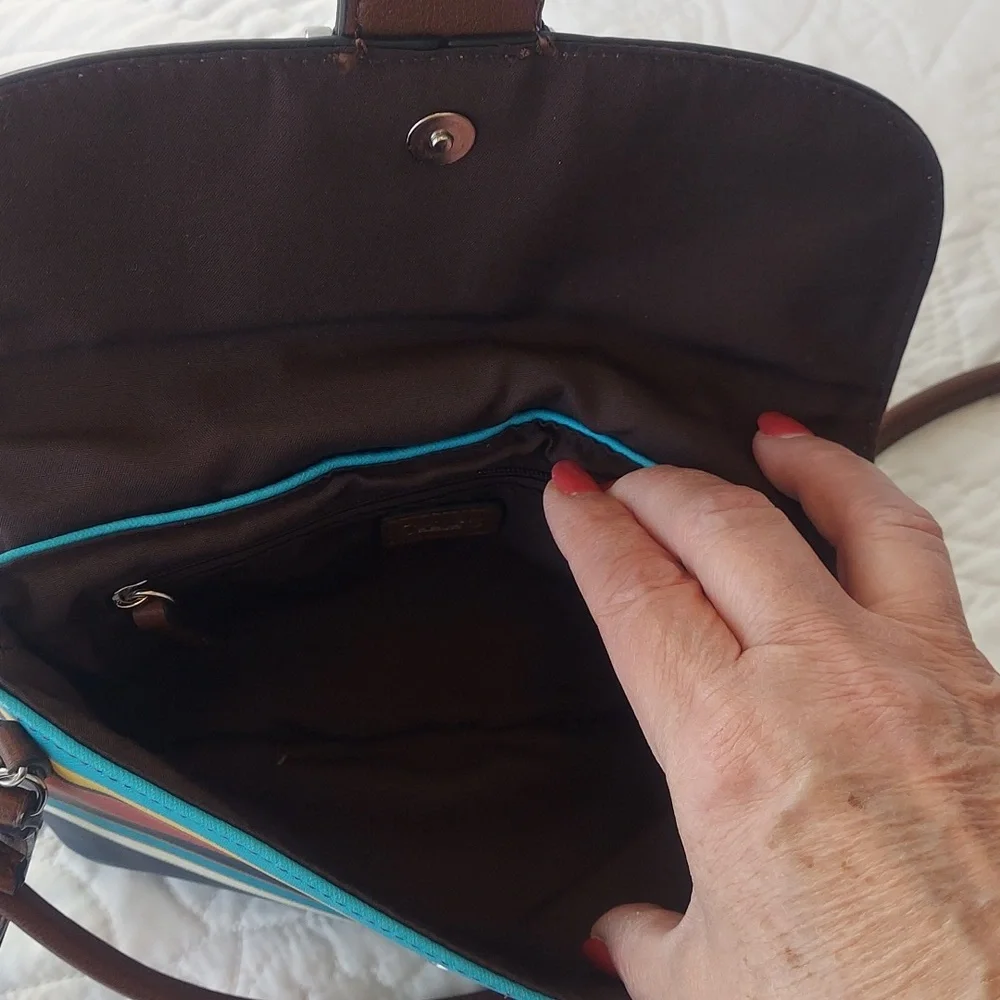 Chaps Crossbody Purse or Wristlet Bright Colored Striped, Distressed - Picture 4 of 10